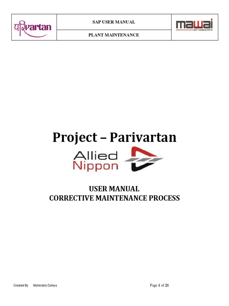 SAP Corrective Maintenance User Guide | PDF | Icon (Computing) | Double ...