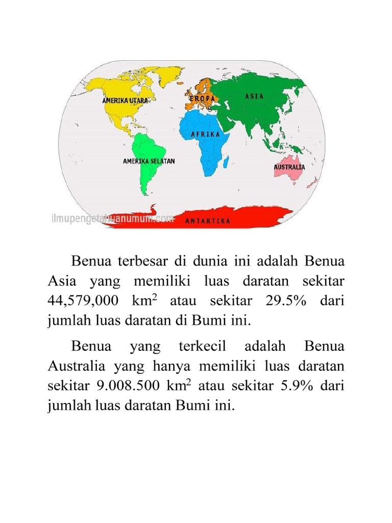 Benua Terbesar Di Dunia Ini Adalah Benua Asia Yang Memiliki Luas Daratan Sekitar 44 Pdf