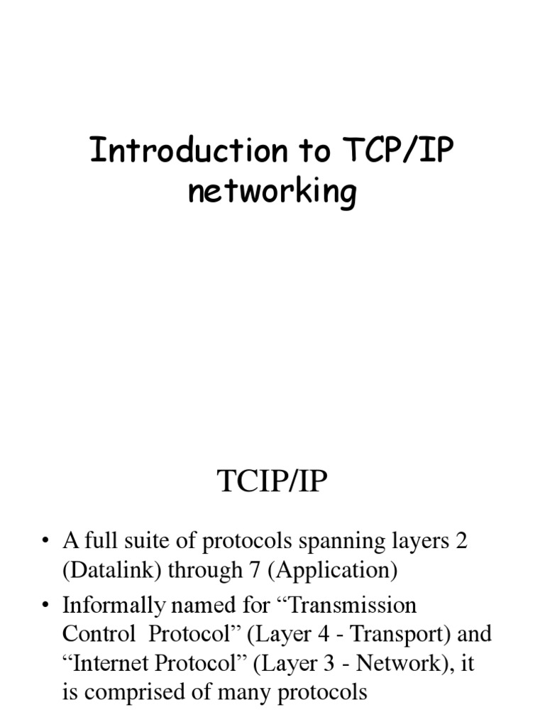 Introduction to TCP/IP Networking | PDF | Transmission Control Protocol ...