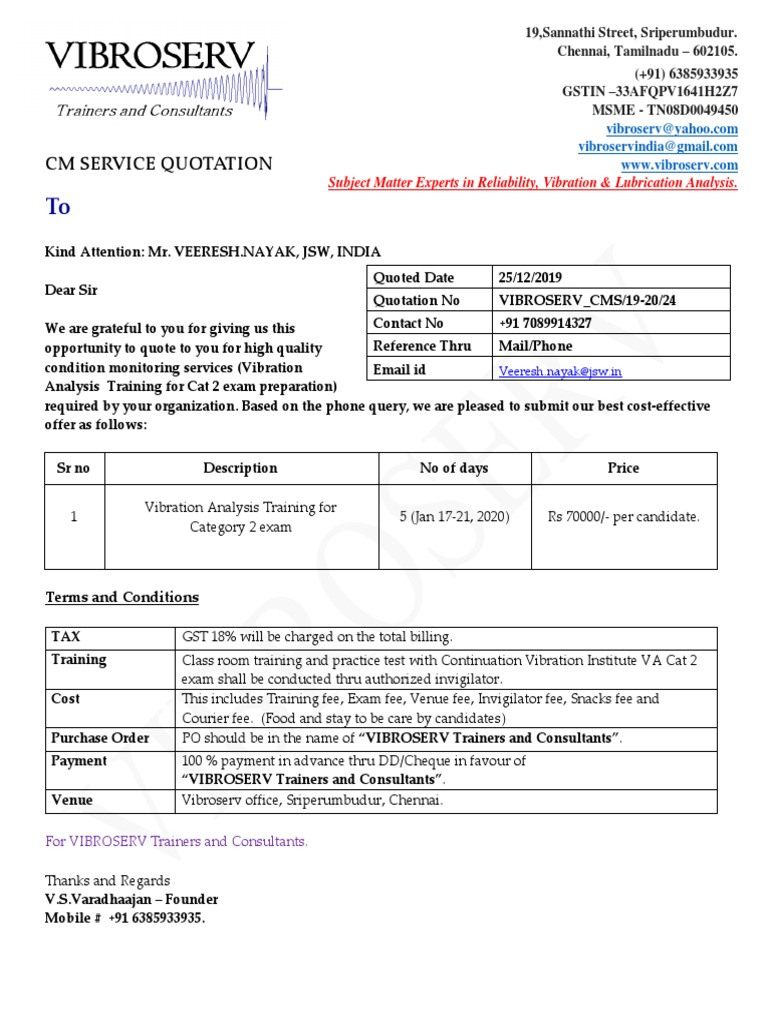 Vib Services Training Exam Fee Business
