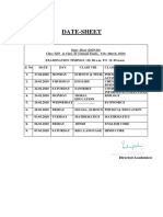 Datesheet For Class-VIII and XI Feb-March, 2020