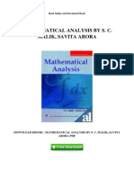 Mathematical Analysis by S C Malik Savita Arora PDF