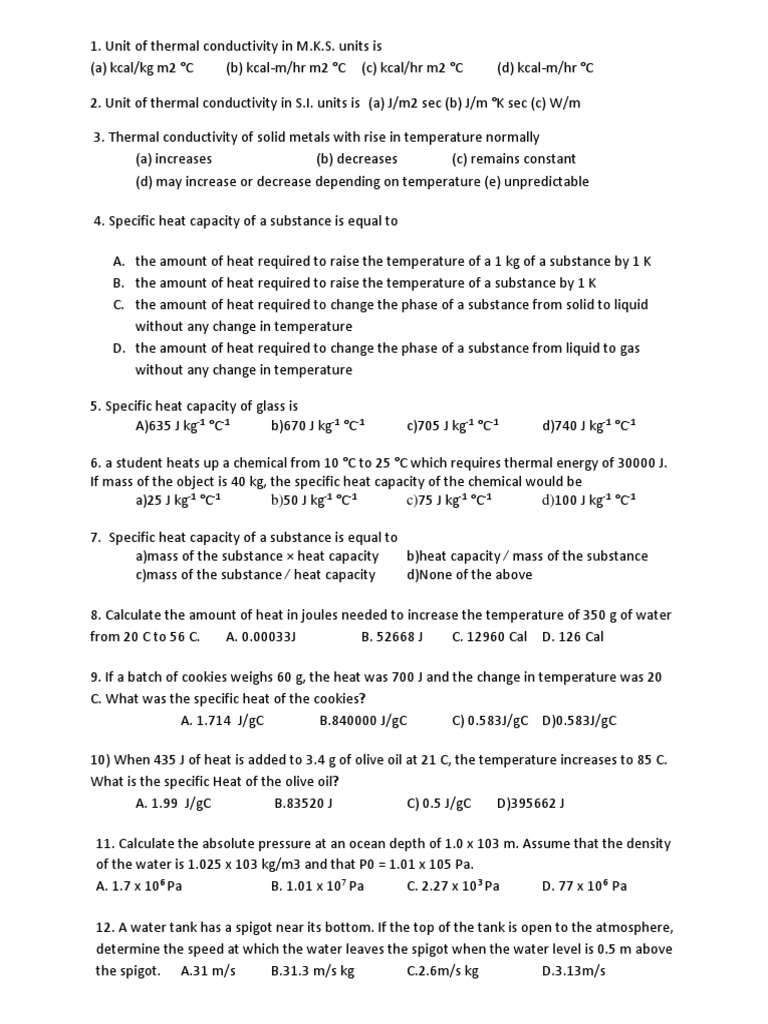 Class 9 Half Test 2 | PDF | Heat Capacity | Heat