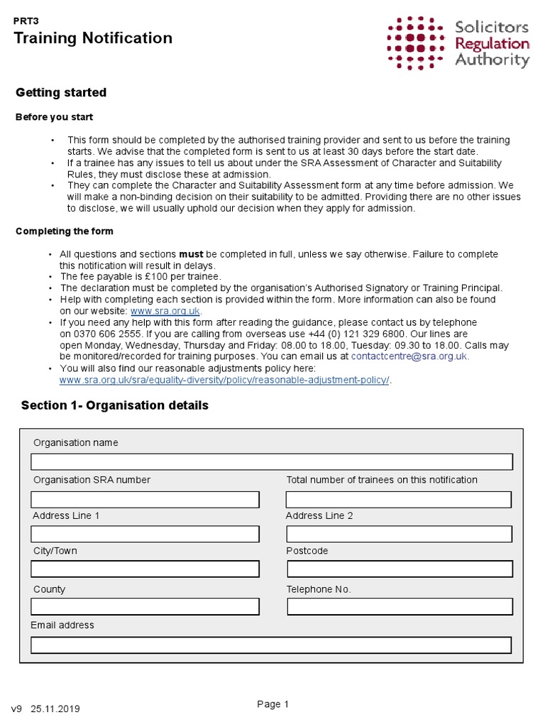 SRA Training Notification Guidelines | PDF | Payments | Cheque