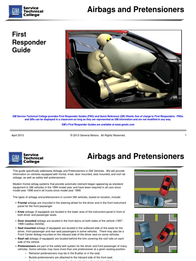 GM AirBags and Pretensioners FRG PDF PDF Airbag Seat Belt