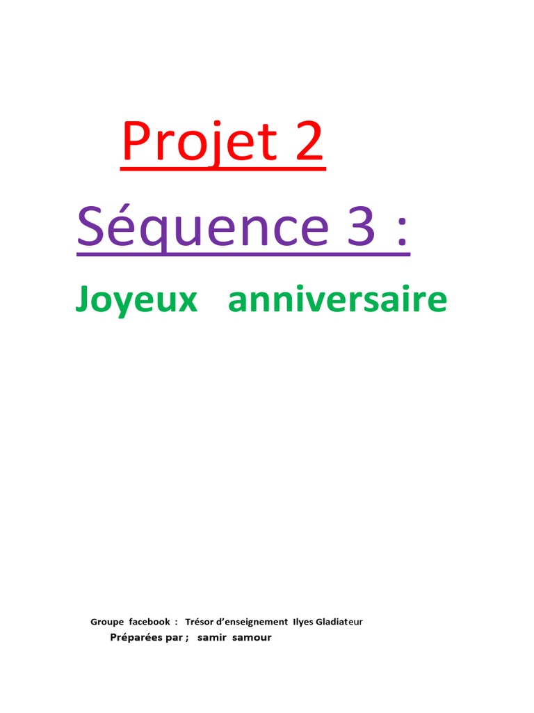 Pro 2 Sequence 3 La Fete 4ap Samir Samour Converted 7 Nombre Grammatical Verbe