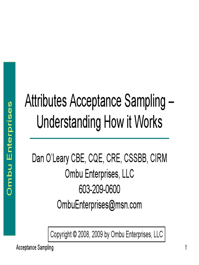Attributes Acceptance Sampling Understanding How It Works PDF | PDF ...