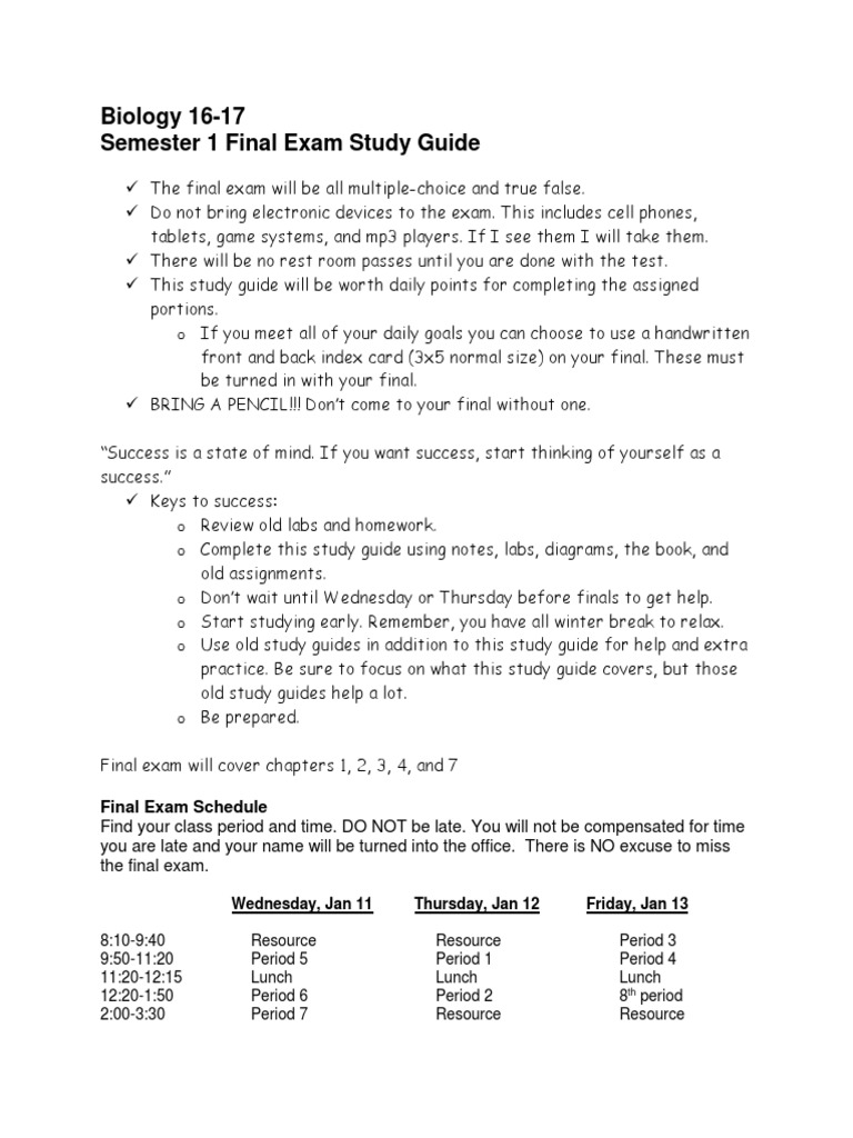 Biology 16-17 Final Exam Study Guide | PDF | Food Web | Nucleic Acids