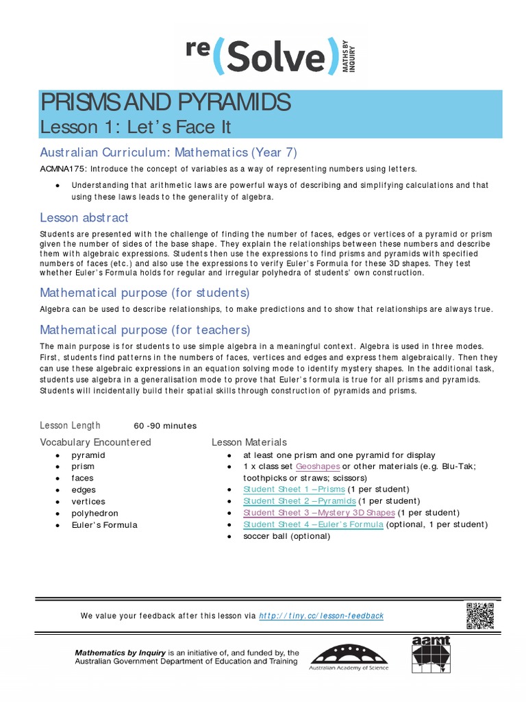 Exploring Prisms and Pyramids in Algebra | PDF | Euclidean Geometry ...