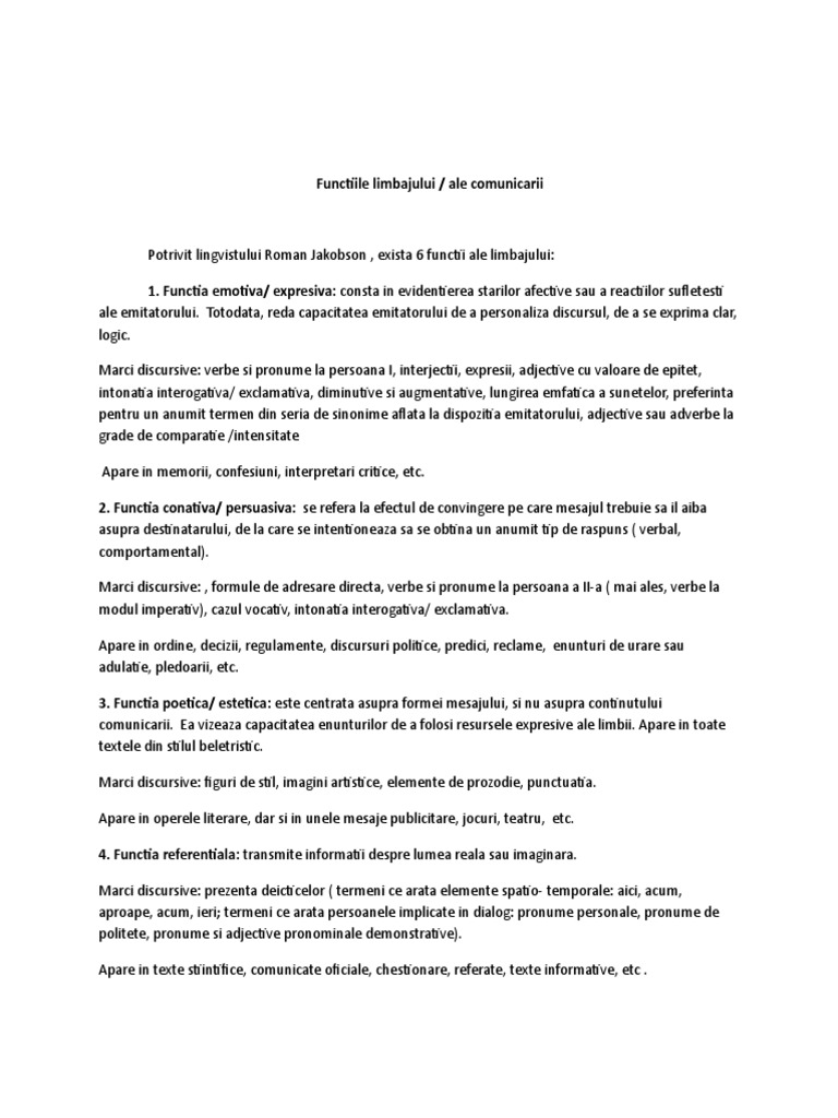 Functiile Limbajului-1 | PDF