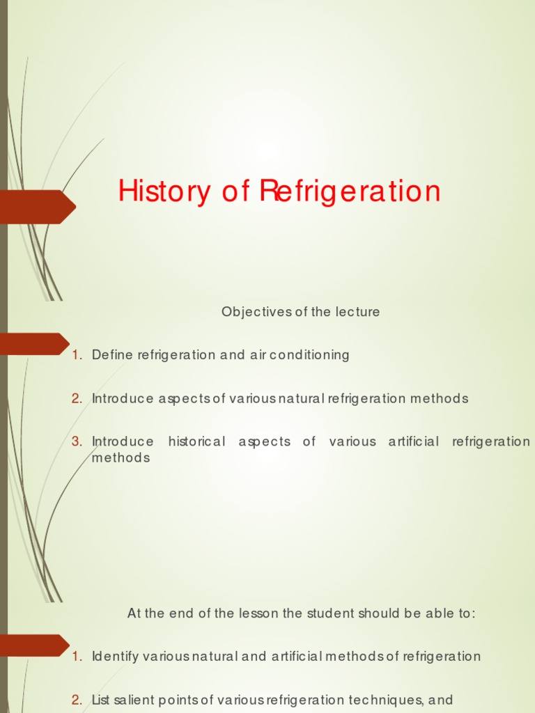01 History of Refrigeration PDF PDF Refrigerator Air Conditioning
