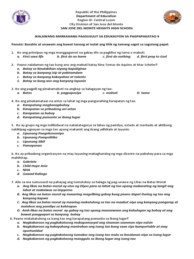 Esp 9 Second Exam Pdf