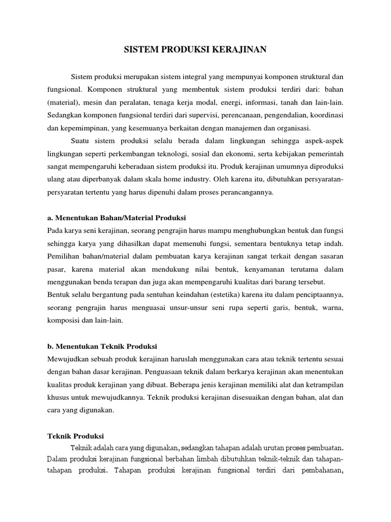 Sistem Produksi Kerajinan Pdf