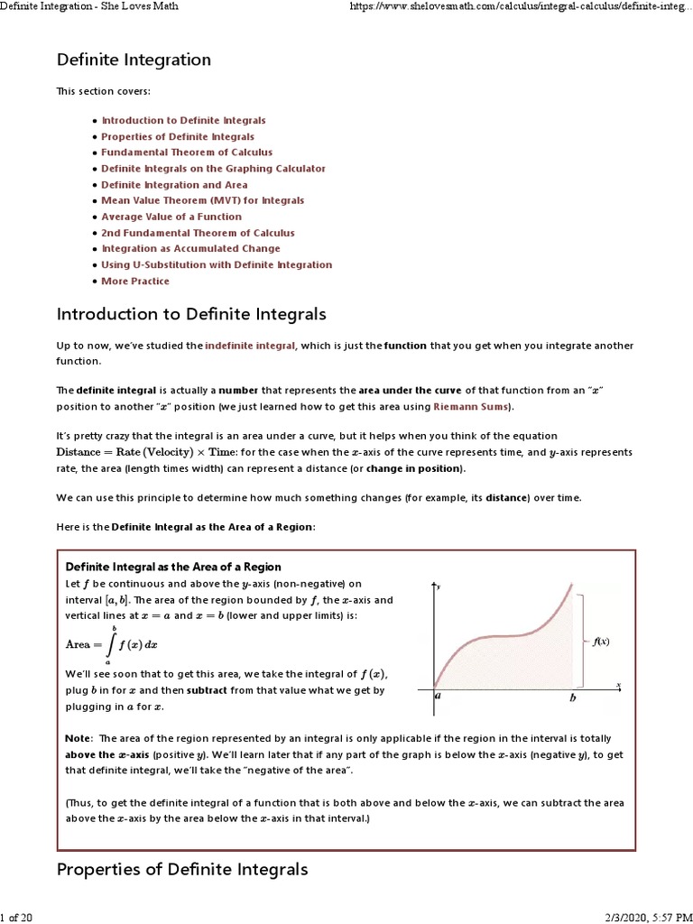 Definite Integration Pdf Integral Calculus
