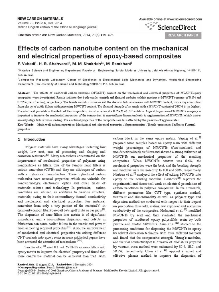 Effects of Carbon Nanotube Content On The Mechanical | PDF ...