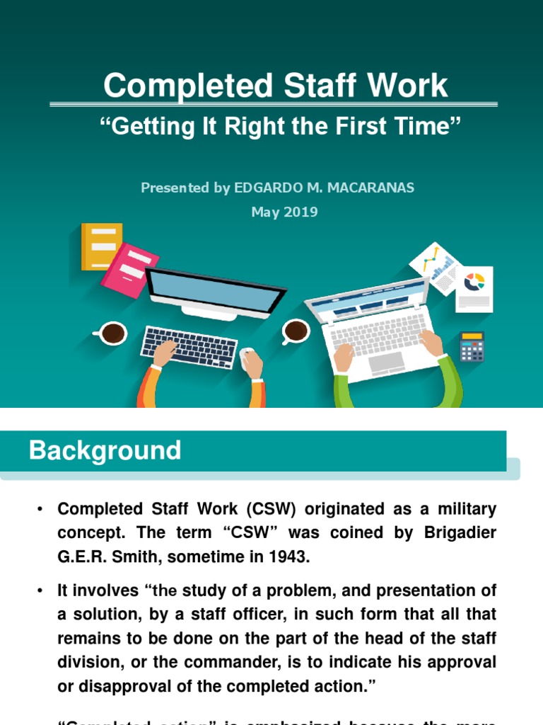 Completed Staff Work DBM Sir Egay PDF PDF Staff (Military