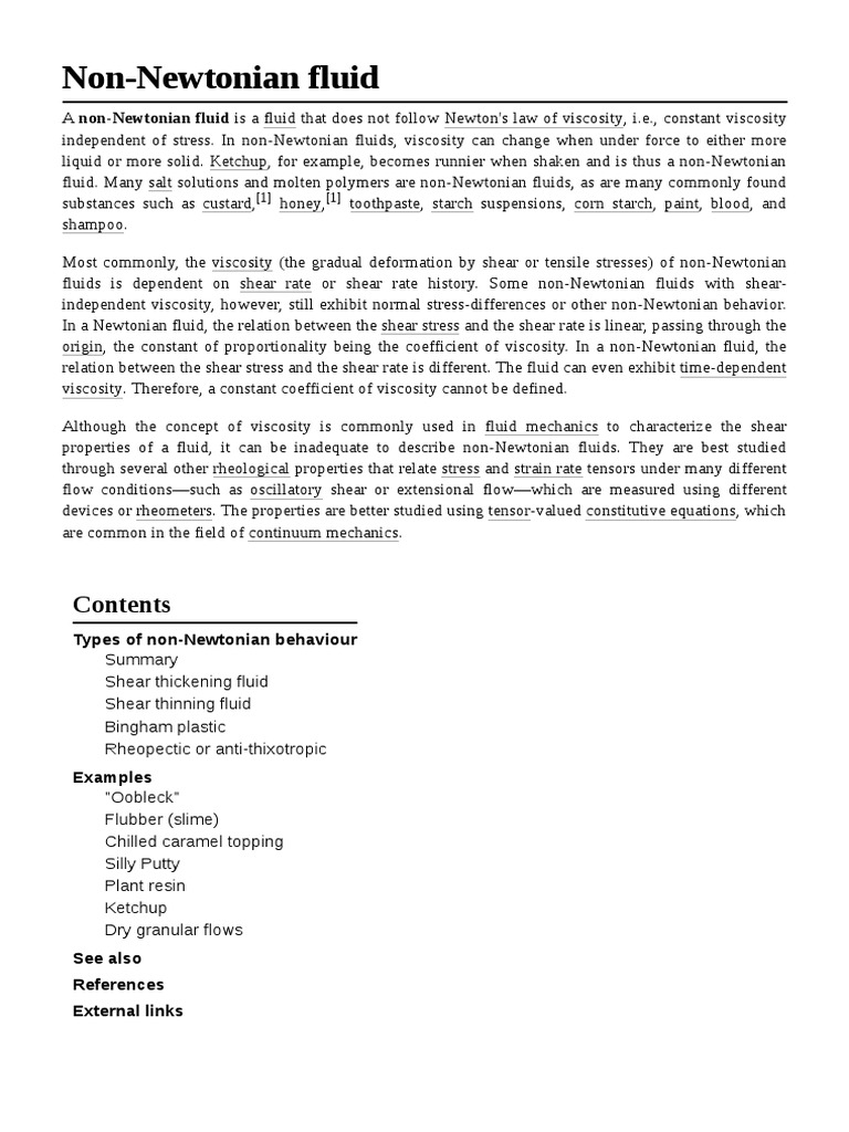Non-Newtonian Fluid | PDF | Fluid Mechanics | Physics