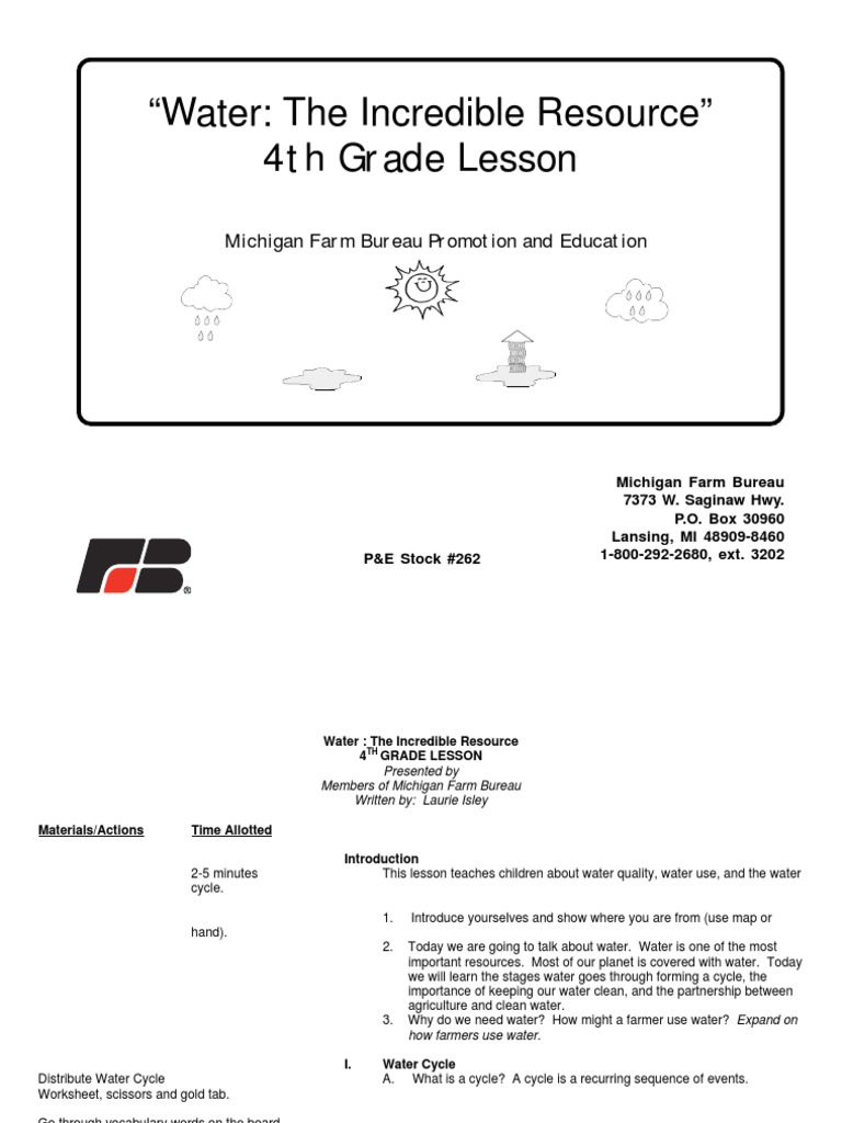 4th Grade Water Resource Lesson Plan | PDF | Fresh Water | Water Cycle