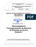 P-T-OP-MTQ-LM-015 Homogeneizacion de Muestras de Minerales en Divisor Rotatorio