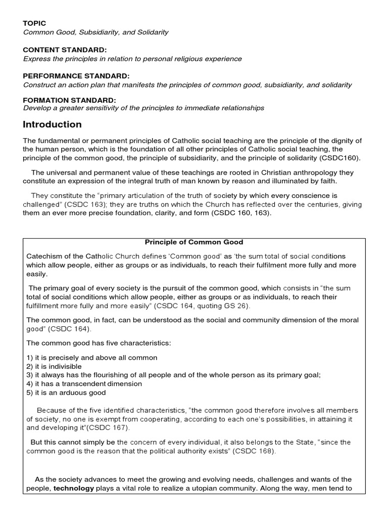 Catholic Social Teaching Principles Explained | PDF | Catholic Social ...