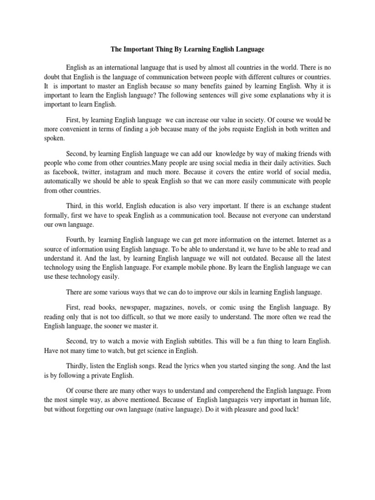 Benefits of Learning English | PDF | English Language | Mass Media