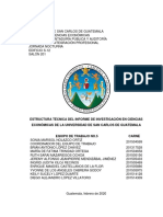 Trabajo 1 - ESTRUCTURA TÉCNICA DEL INFORME DE INVESTIGACIÓN EN CIENCIAS ECONÓMICAS-UNIVERSIDAD DE SAN CARLOS DE GUATEMALA