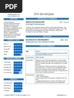 Resume of iOS Developer