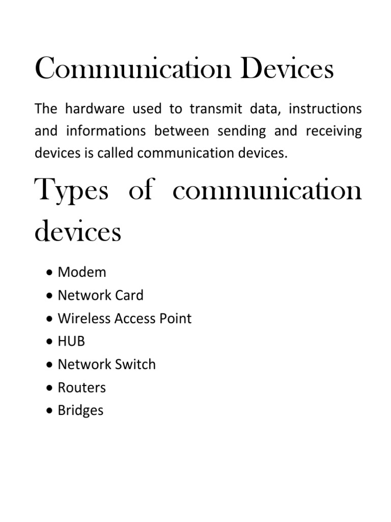 List Of Communication Devices