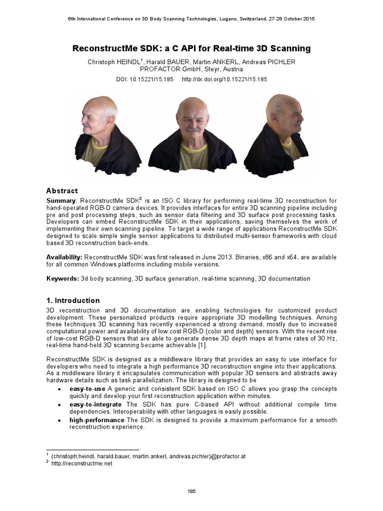 ReconstructMe SDK for 3D Scanning | PDF | Image Scanner | Graphics ...