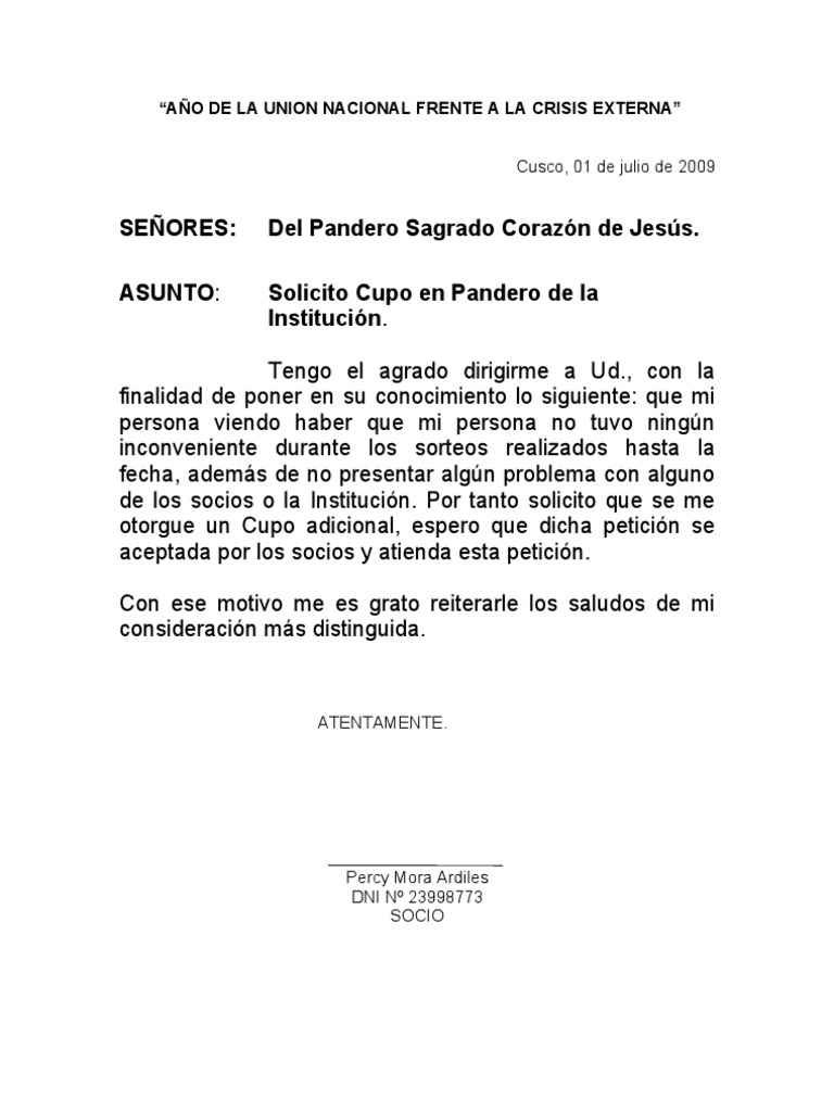 MODELO DE SOLICITUD
