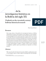 Panorama de La Investigacion Histórica en La Bolivia Del Siglo XX PDF