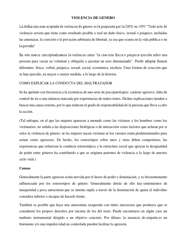 Violencia de Género: Causas y Tipos | PDF | La violencia contra las ...