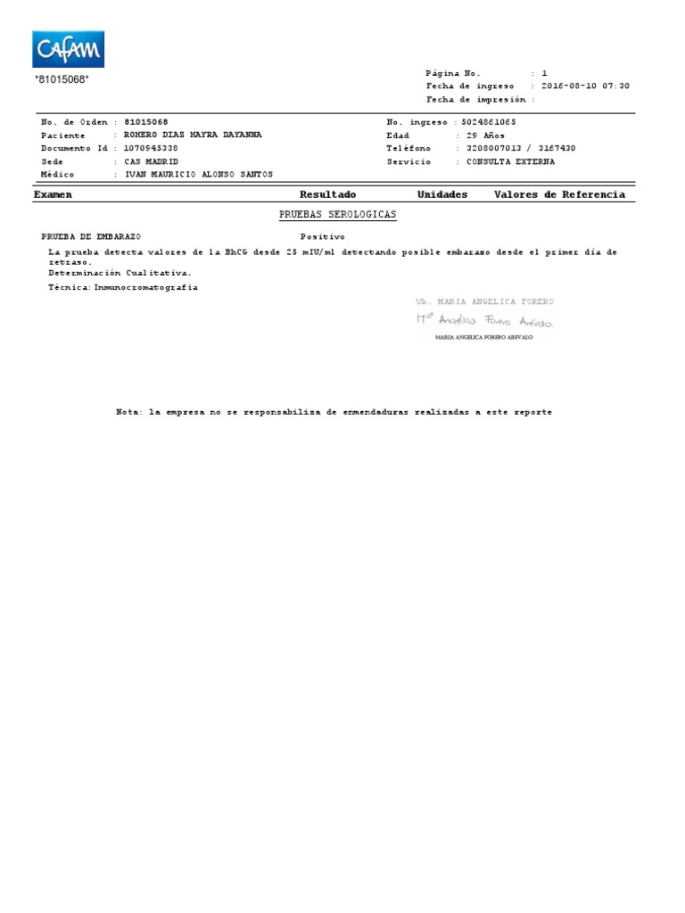 Prueba de Embarazo para Imprimir PDF | PDF