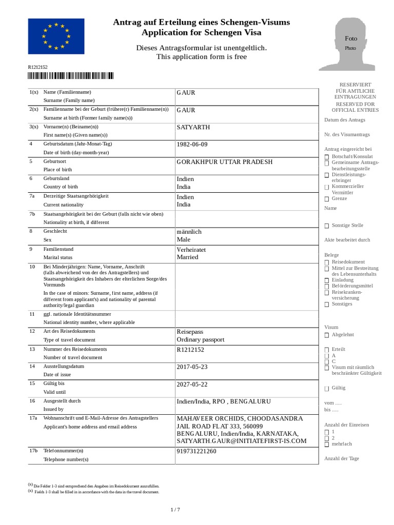 Application For Visa PDF | PDF