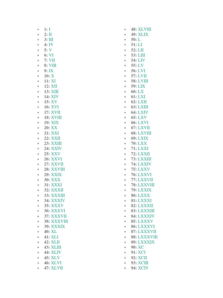 Traduccion De Numeros Romanos A Arabigos Numeros Romanos Del 1 Al 10000 | PDF | Business