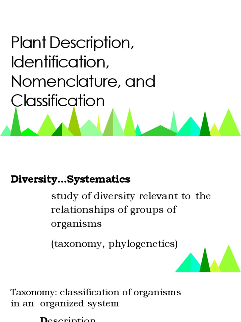 Plant Taxonomy: Identification & Nomenclature | PDF | Taxonomy (Biology ...