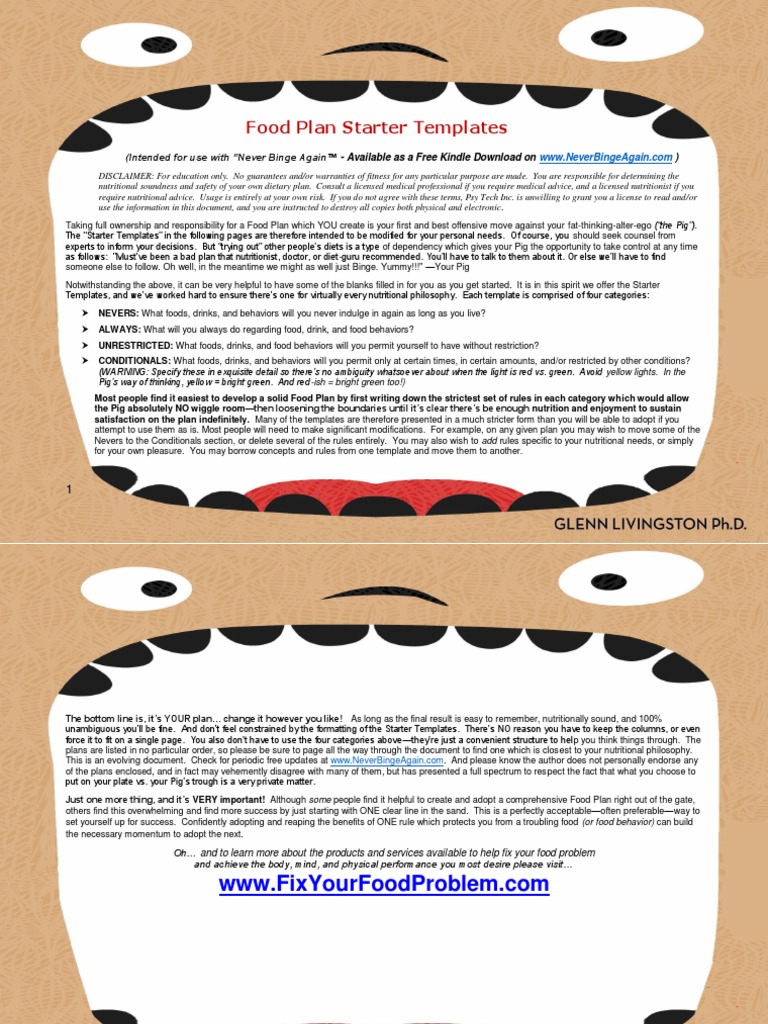 Customizable Food Plan Templates | PDF | Drink | Vegetarianism