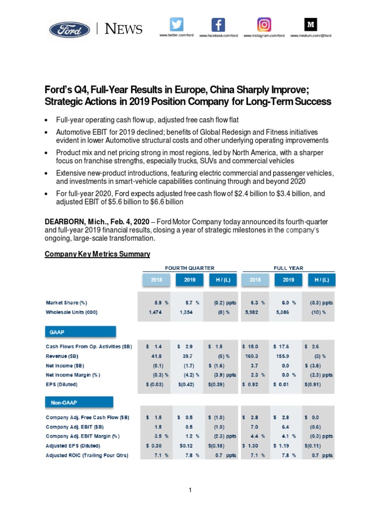 4q Financials Ford | PDF | Ford Motor Company | Investing