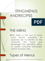 Menus and Recipes