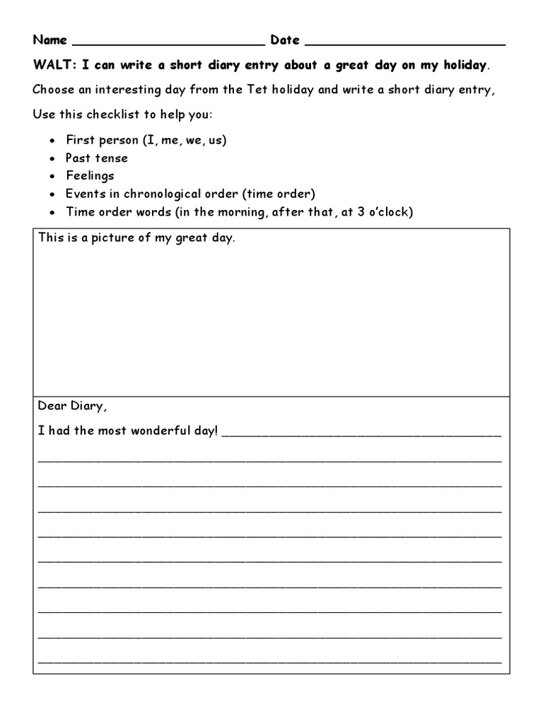 Diary Writing Worksheet | PDF