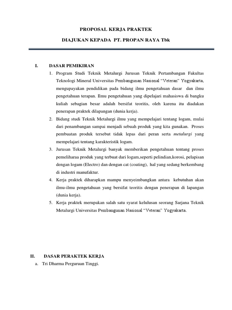 Proposal KP Propan Raya | PDF