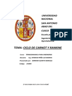 Informe Del Ciclo de Carnot y Rankine