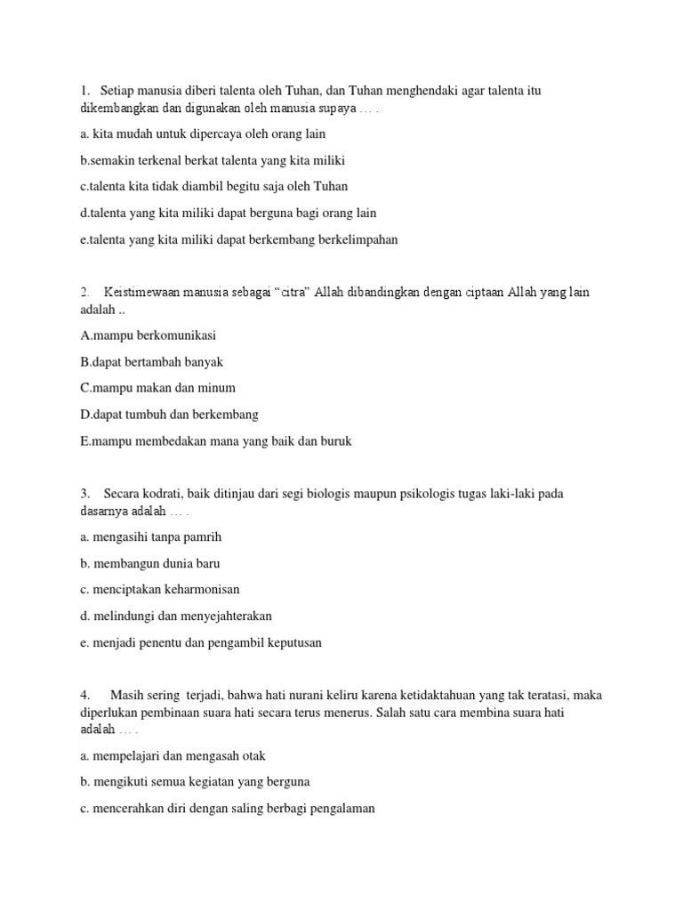 Contoh Soal Agama Kat 12 Docx