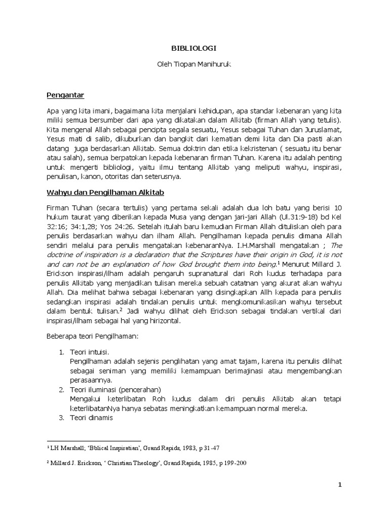 10 Doktrin Alkitab (Bibliologi) Oleh Tiopan Manihuruk, M.TH PDF