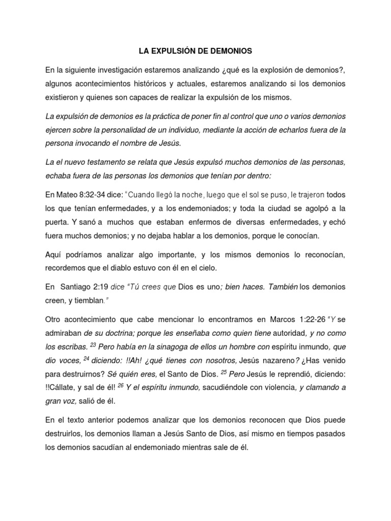 La Expulsión de Demonios en la Biblia | PDF | Demonios | Jesús