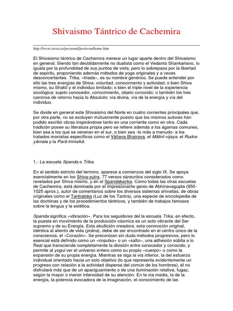 Shivaismo Tántrico de Cachemira | PDF | Tantra | Śūnyatā