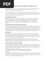 Environmental Manager Job Description