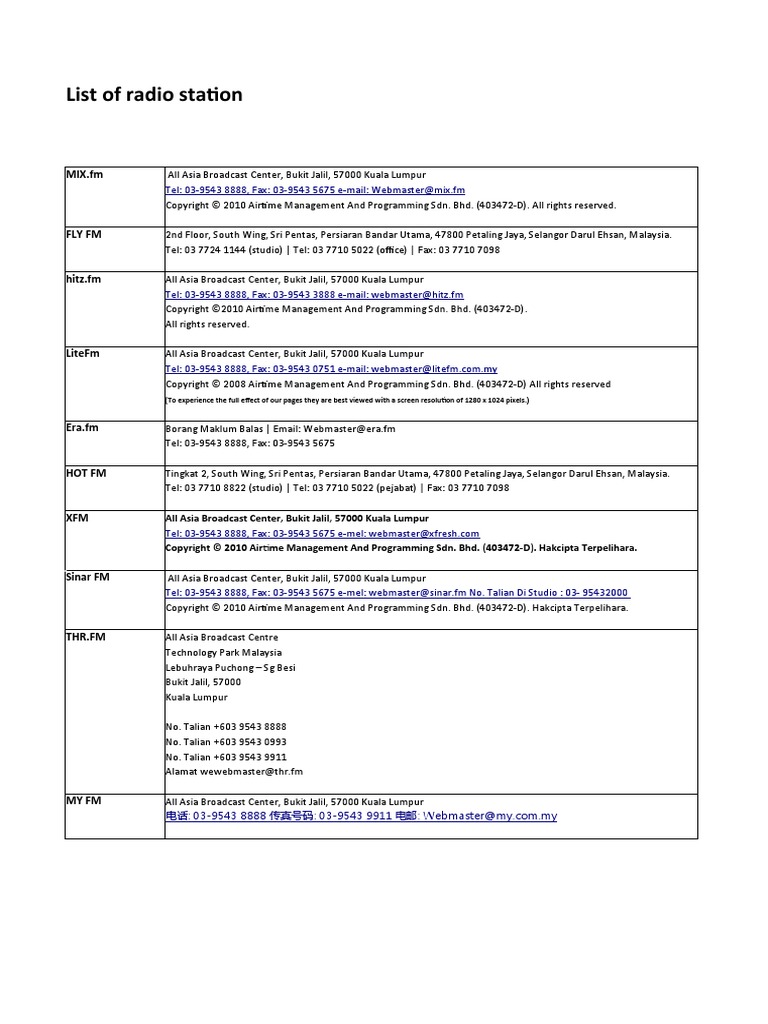 List Radio Station | PDF | Radio | Broadcasting