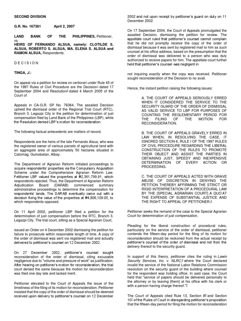 RULE 13 SEC 7 Land Bank Vs Heirs of Alsua PDF Pleading Judgment (Law)