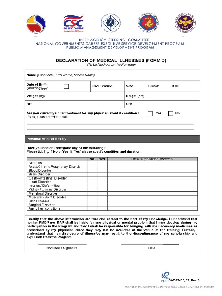 Medical Declaration for Nominees | PDF